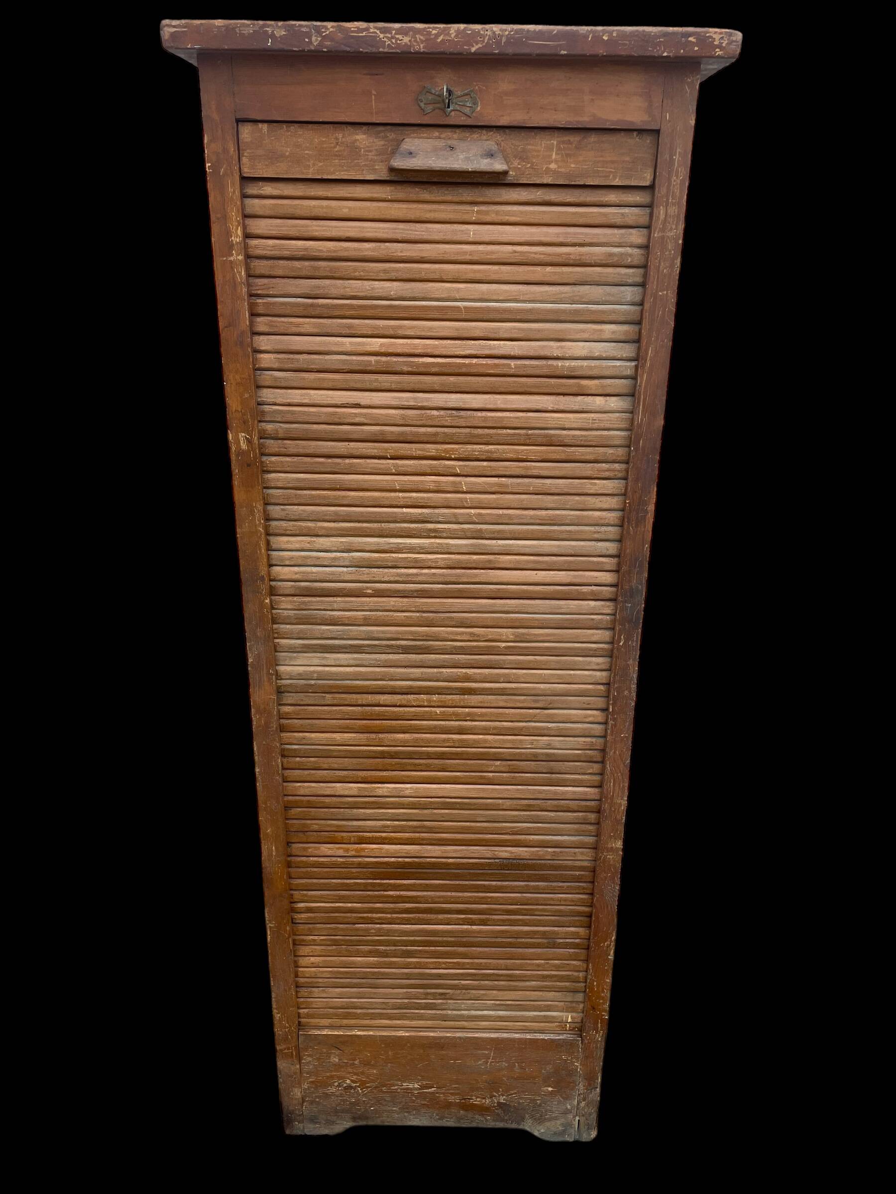 1920s fir curtain file cabinet