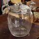 Antique silver metal and glass cookie jar/sugar bowl