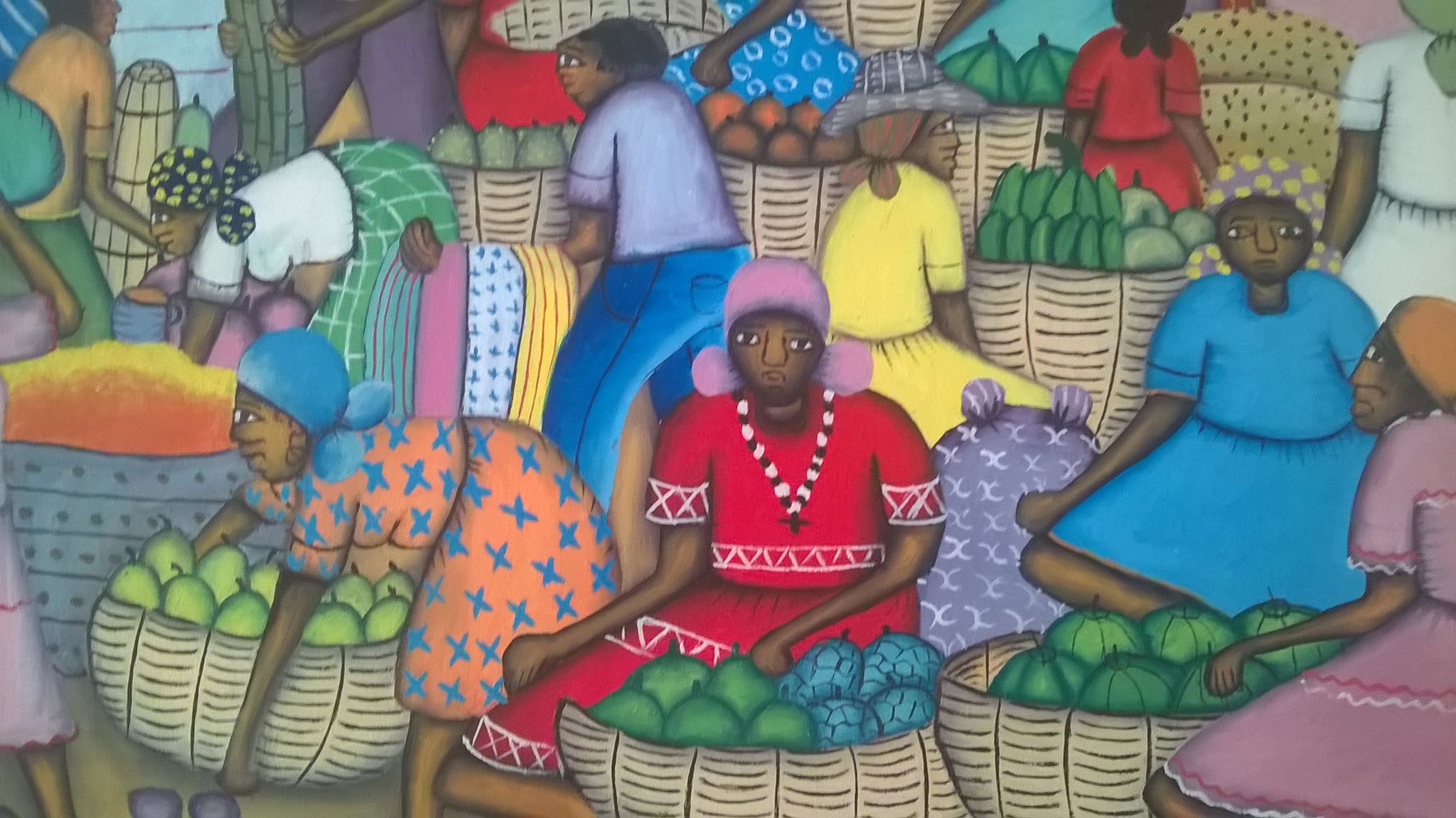 Painted canvas signed Maccène Laurent-Haïti 1998