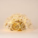 Sputnik ceiling light in floral glass and brass, Germany, 1960s.