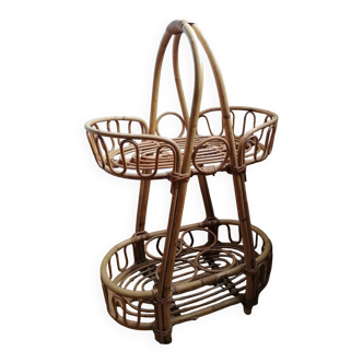 Bamboo rattan serving trolley