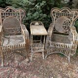 Paire de fauteuils anciens en rotin
