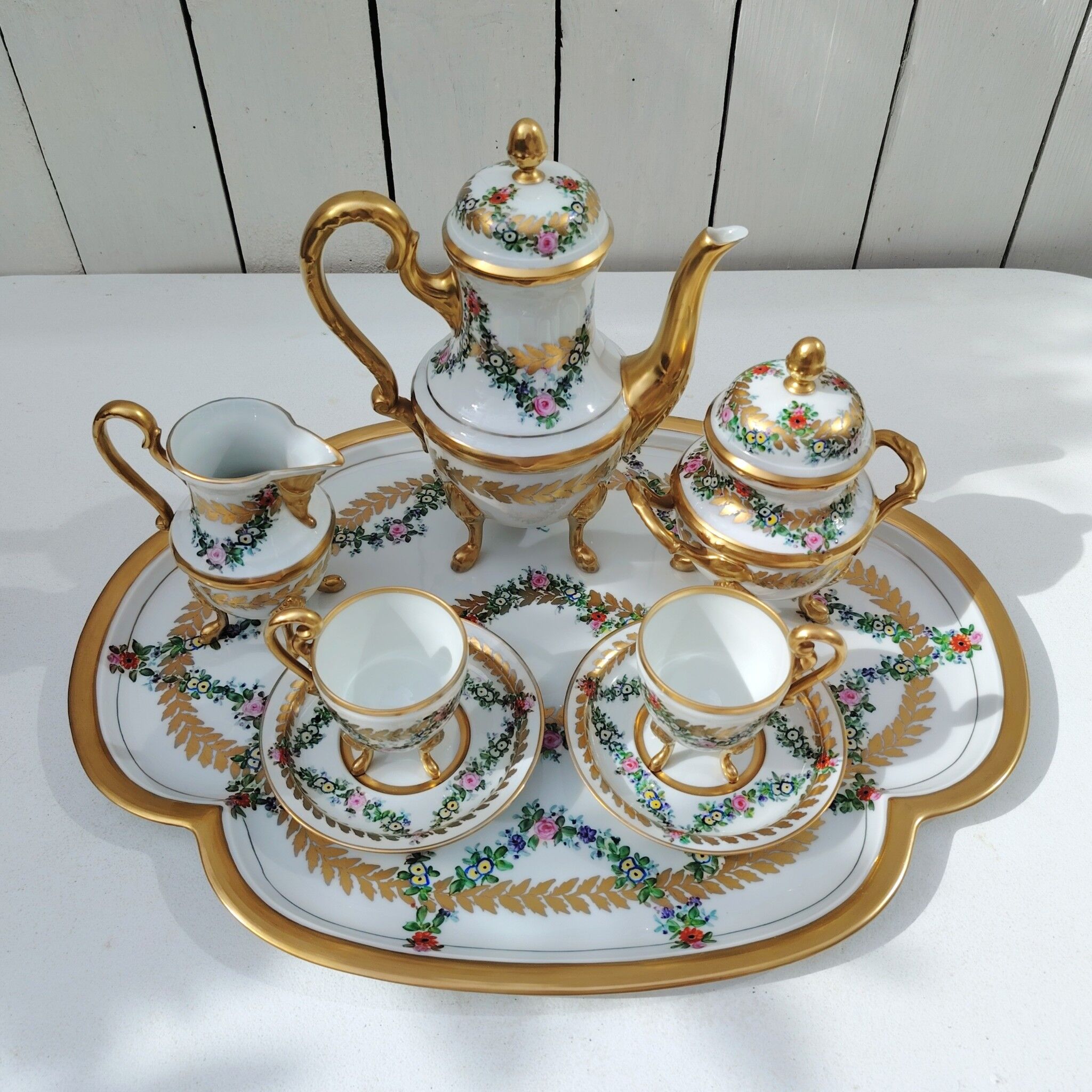 Coffee service for two, Limoges porcelain, complete