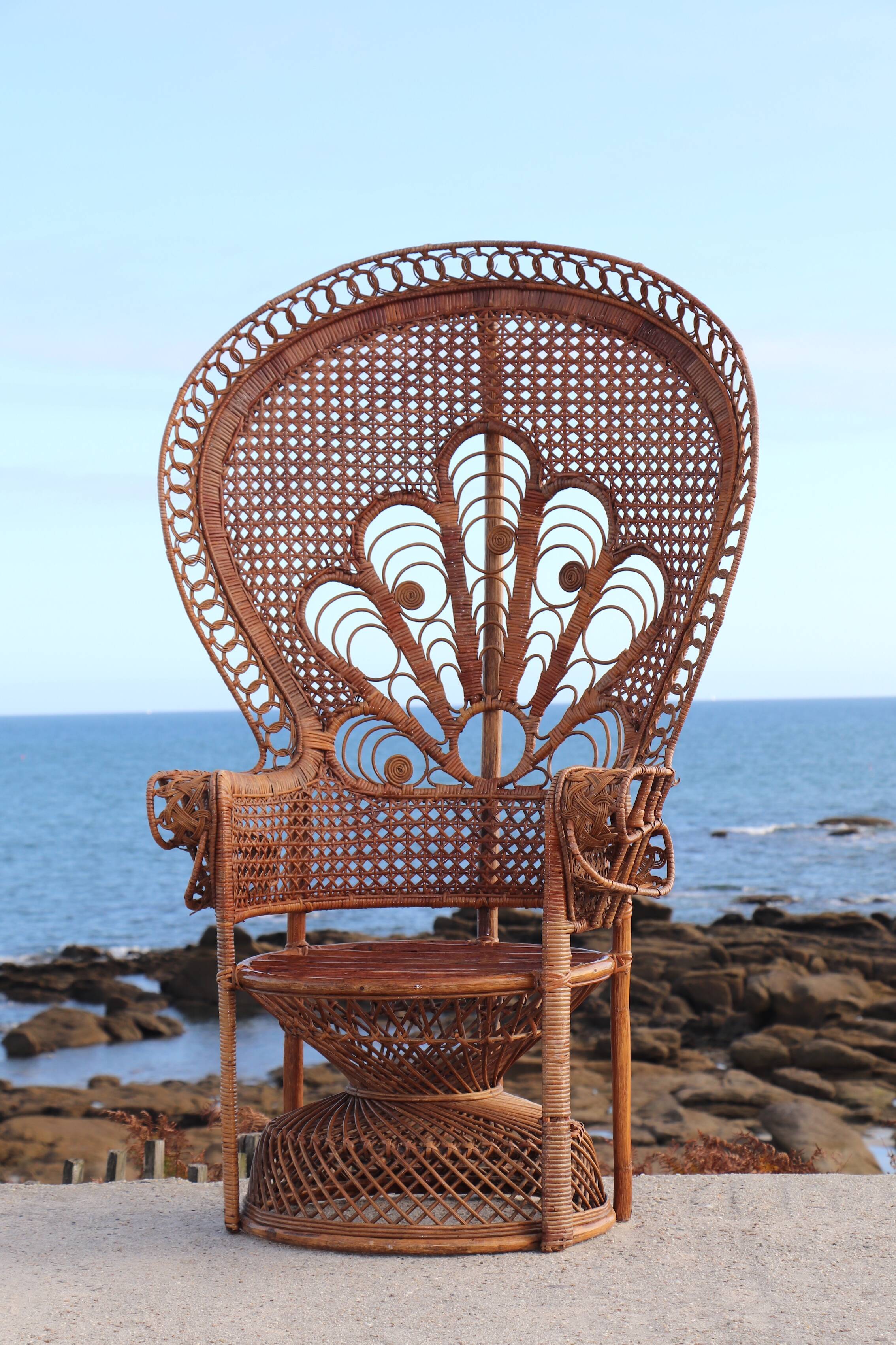 "Emmanuelle" armchair (Peacock chair) in rattan, 20th century