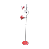 Vintage metal floor lamp painted red three lamps adjustable