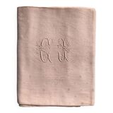 Nappe ancienne en damassée coton teintée en rose thé