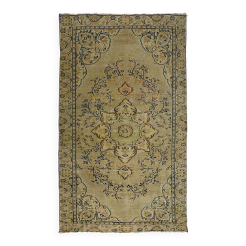 Vintage Turkish Floral Medallion Rug Beige 290 x 164 cm