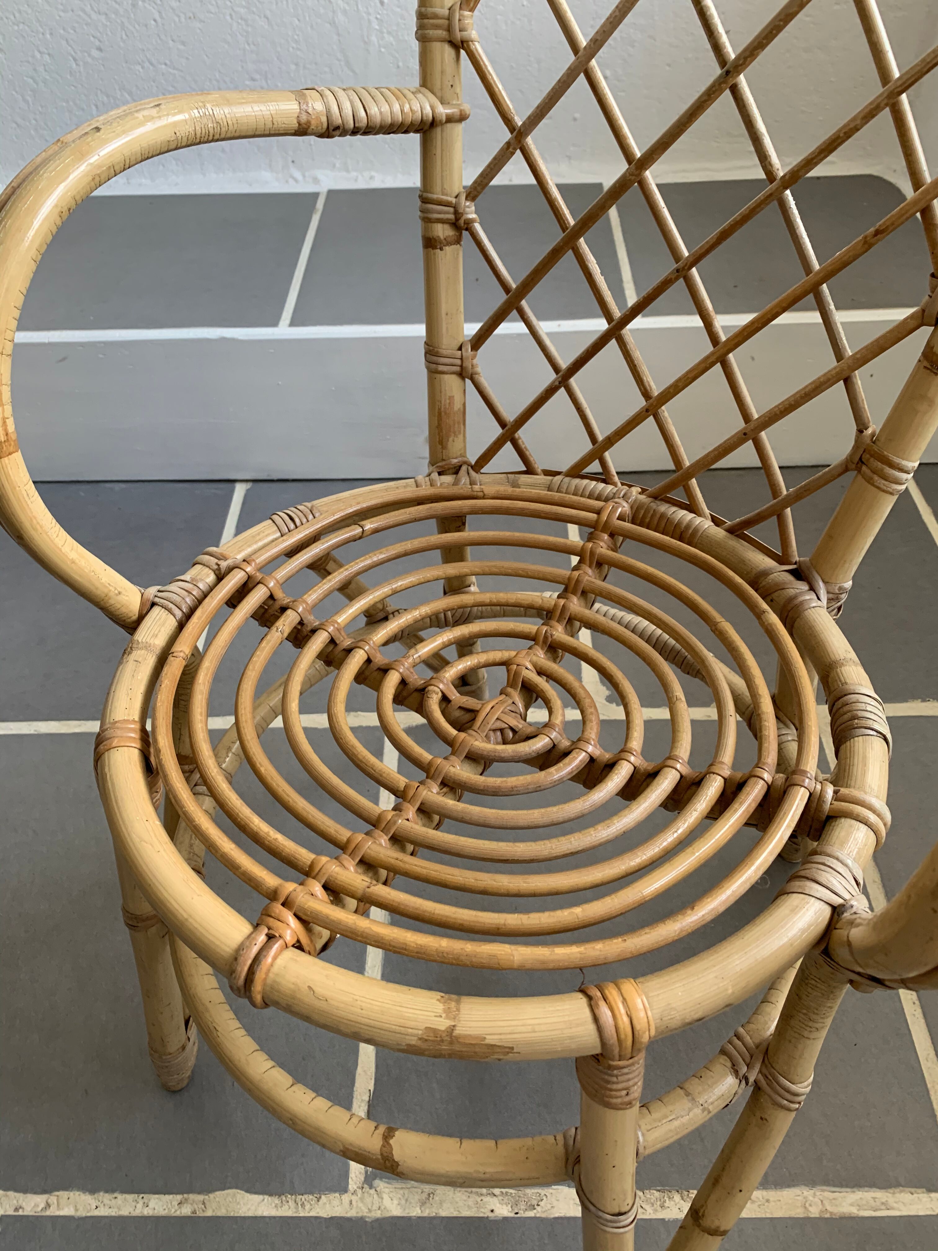 Louis Sognot vintage 1950s rattan chair