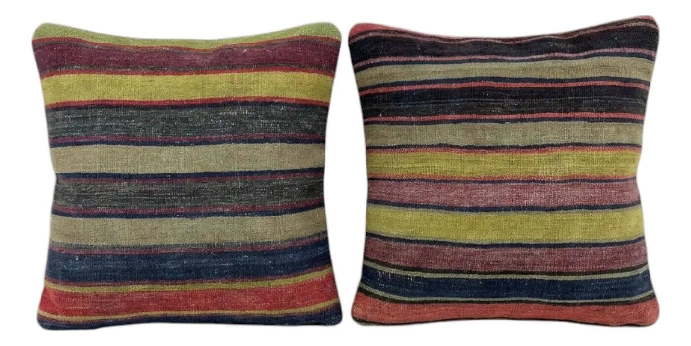 Set of 2 vintage kilim cushion covers 61x64 cm
