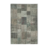 Tapis noué à la main turc vintage 202 cm x 300 cm gris patchwork tapis