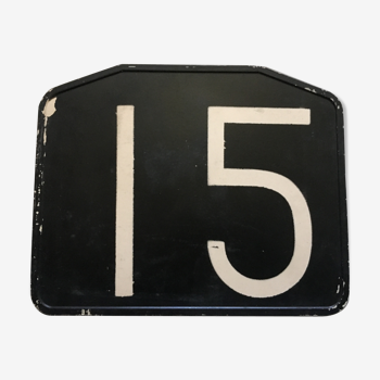 Old bakelite No. 15 bus line plate