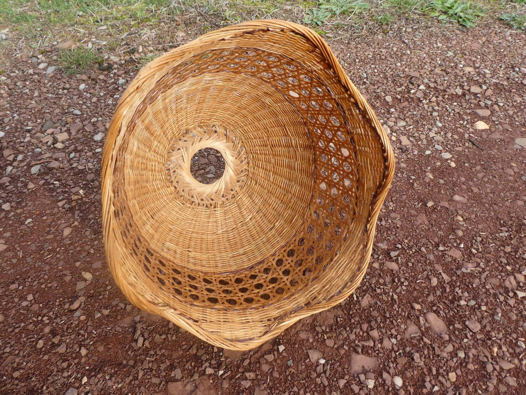 Wicker pendant lamp and vintage braided rattan straws