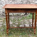 Solid wood table, one drawer, turned wood