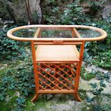 Table en verre et rotin
