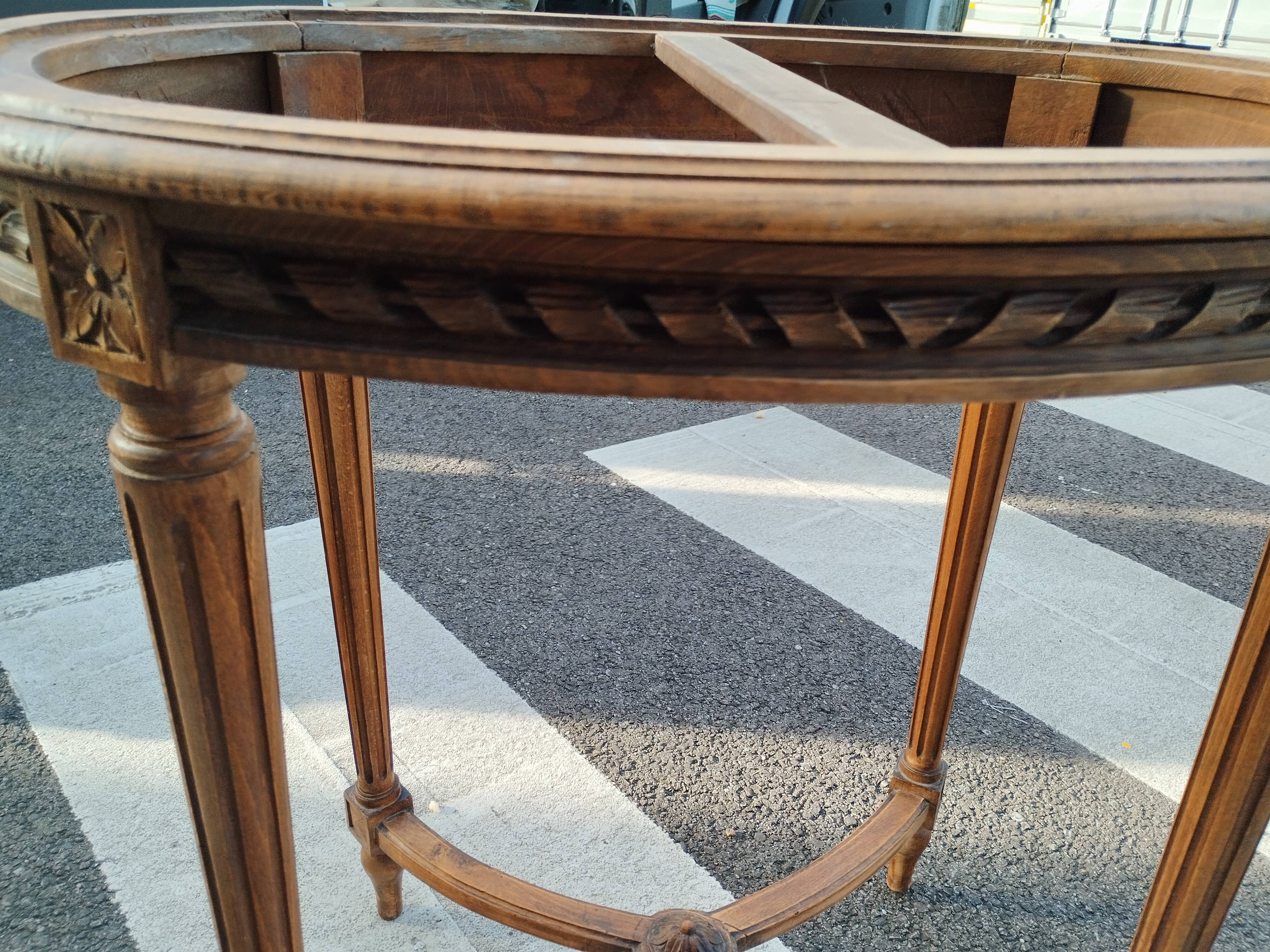 Old Louis XVI style pedestal table with marble top