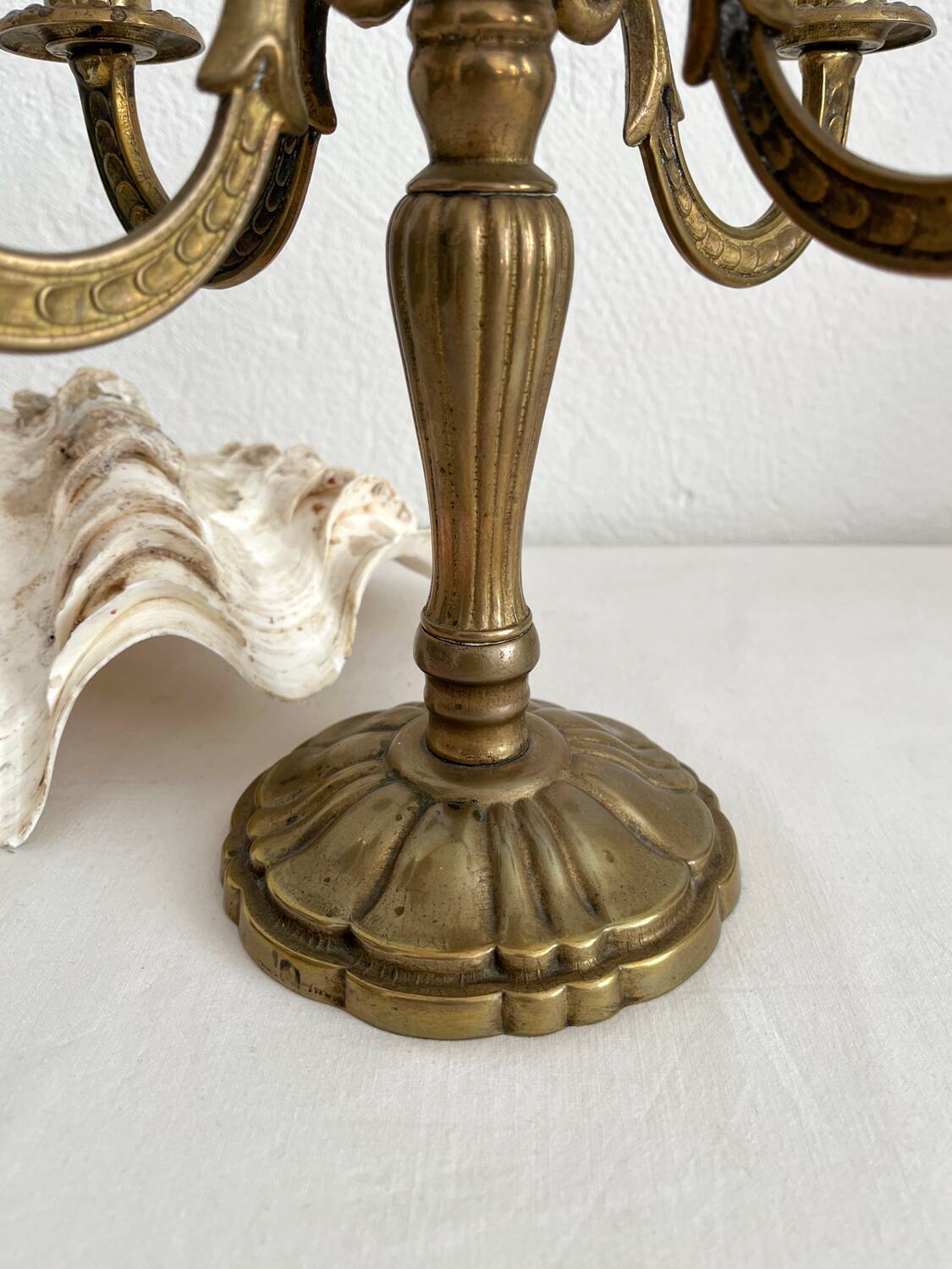 Antique brass candlestick holder with 5 lights