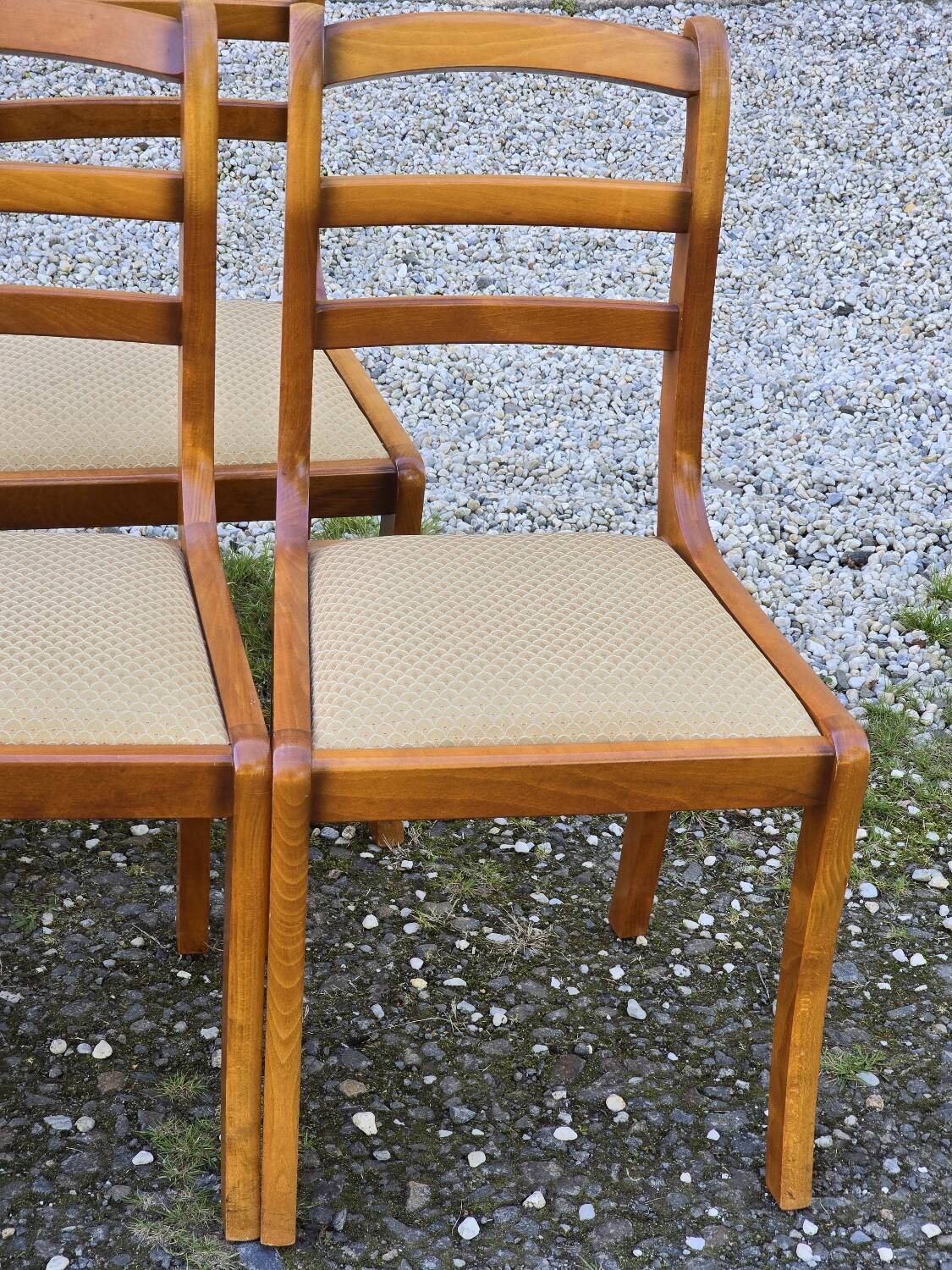 Set of six chairs with fabric tops