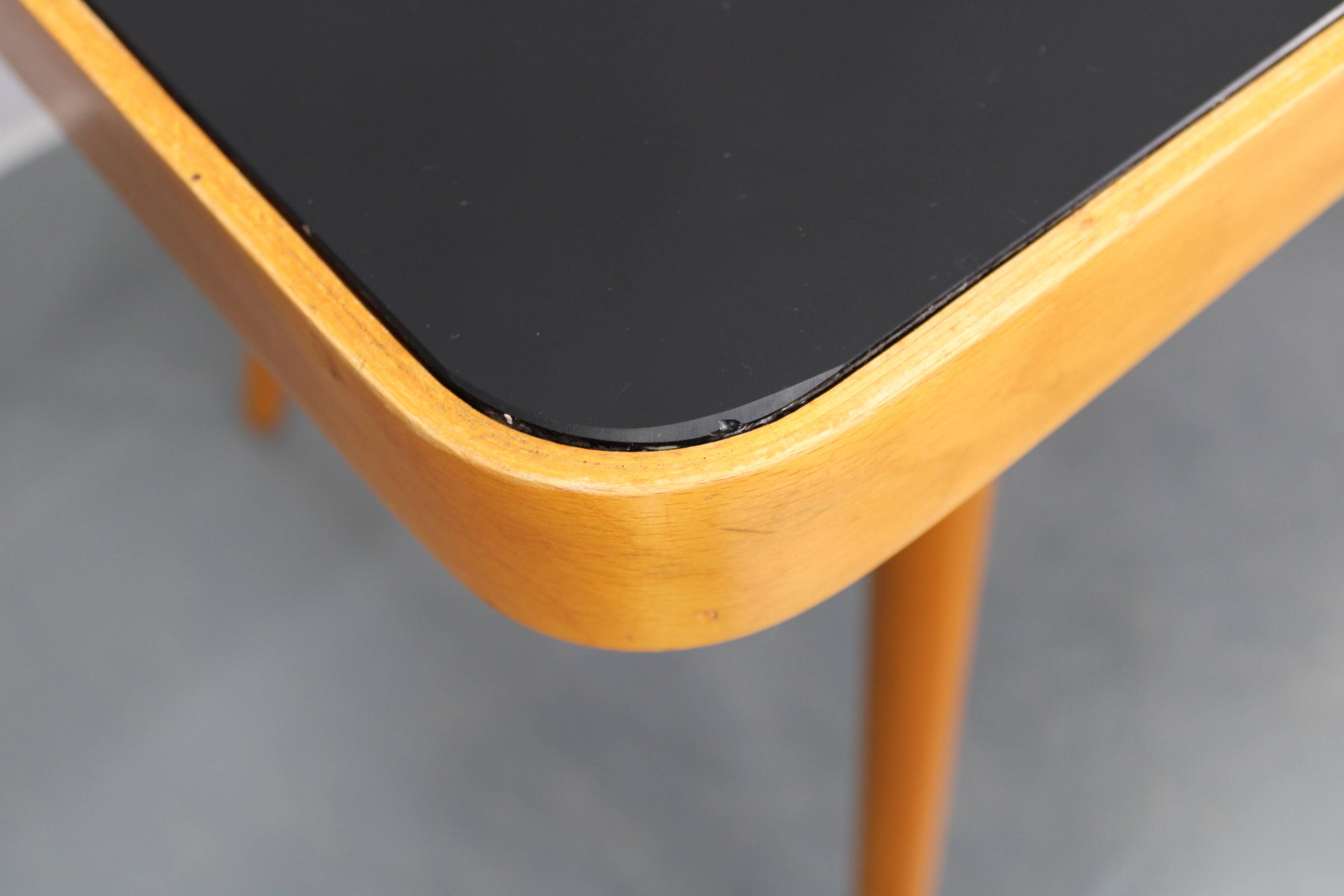 1960s Beech Coffee Table with Glass Top , Czechoslovakia
