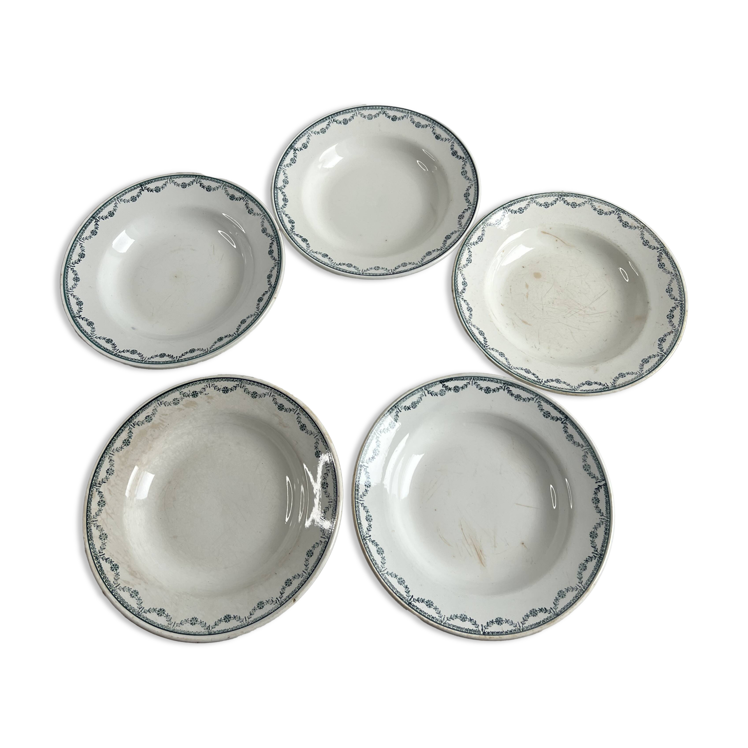 Ironstone set of 5 deep plates St Amand