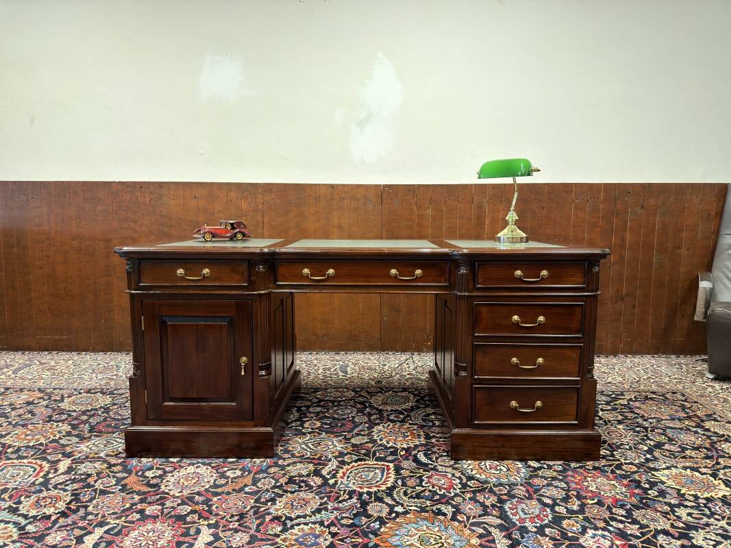 Classic English Desk with Green Inlay