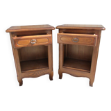 Pair of rustic oak bedside tables, from the 80s