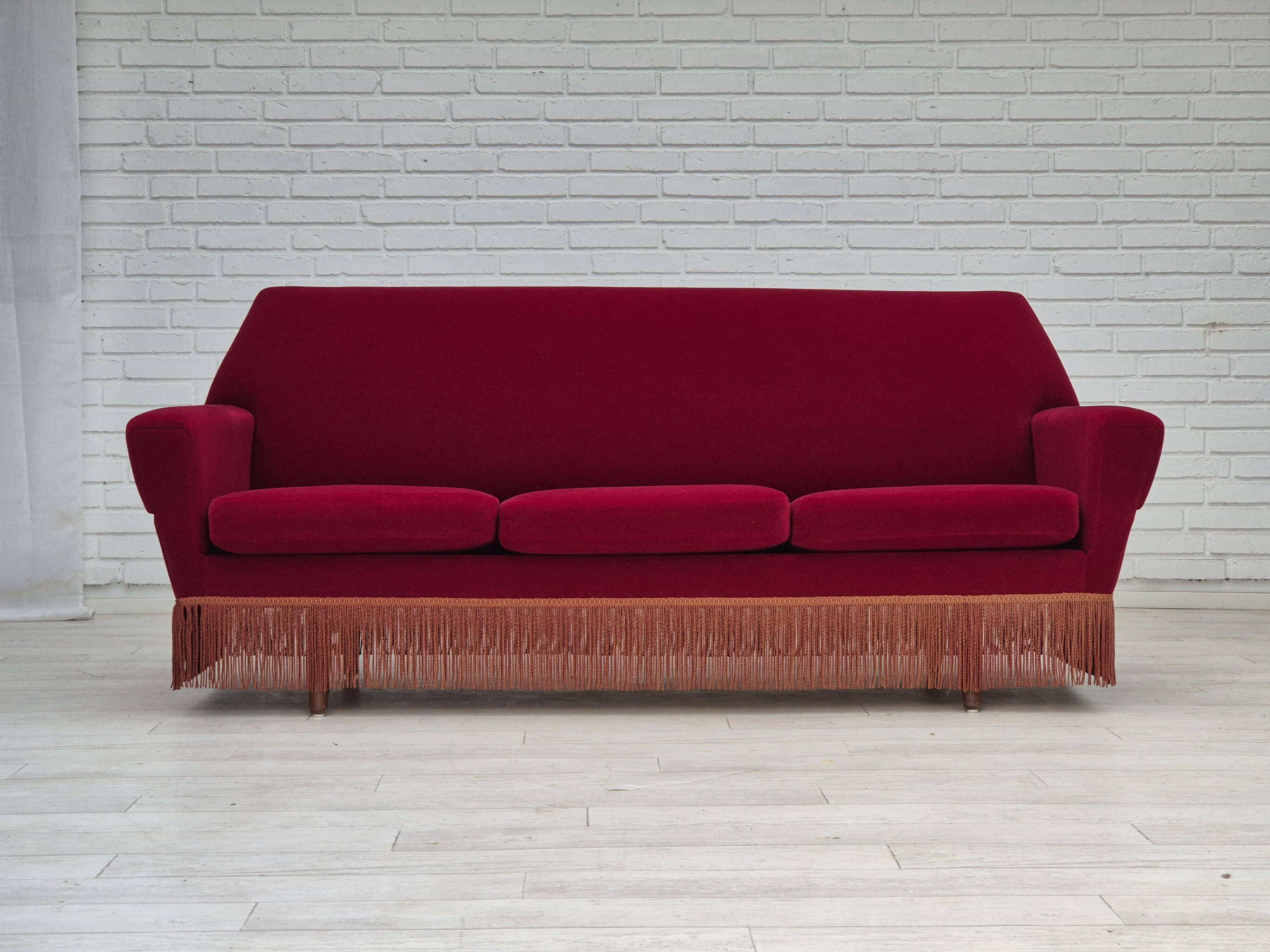 1970s, Danish 3 seater sofa by Ryesberg Møbler, original condition, velour fabric.