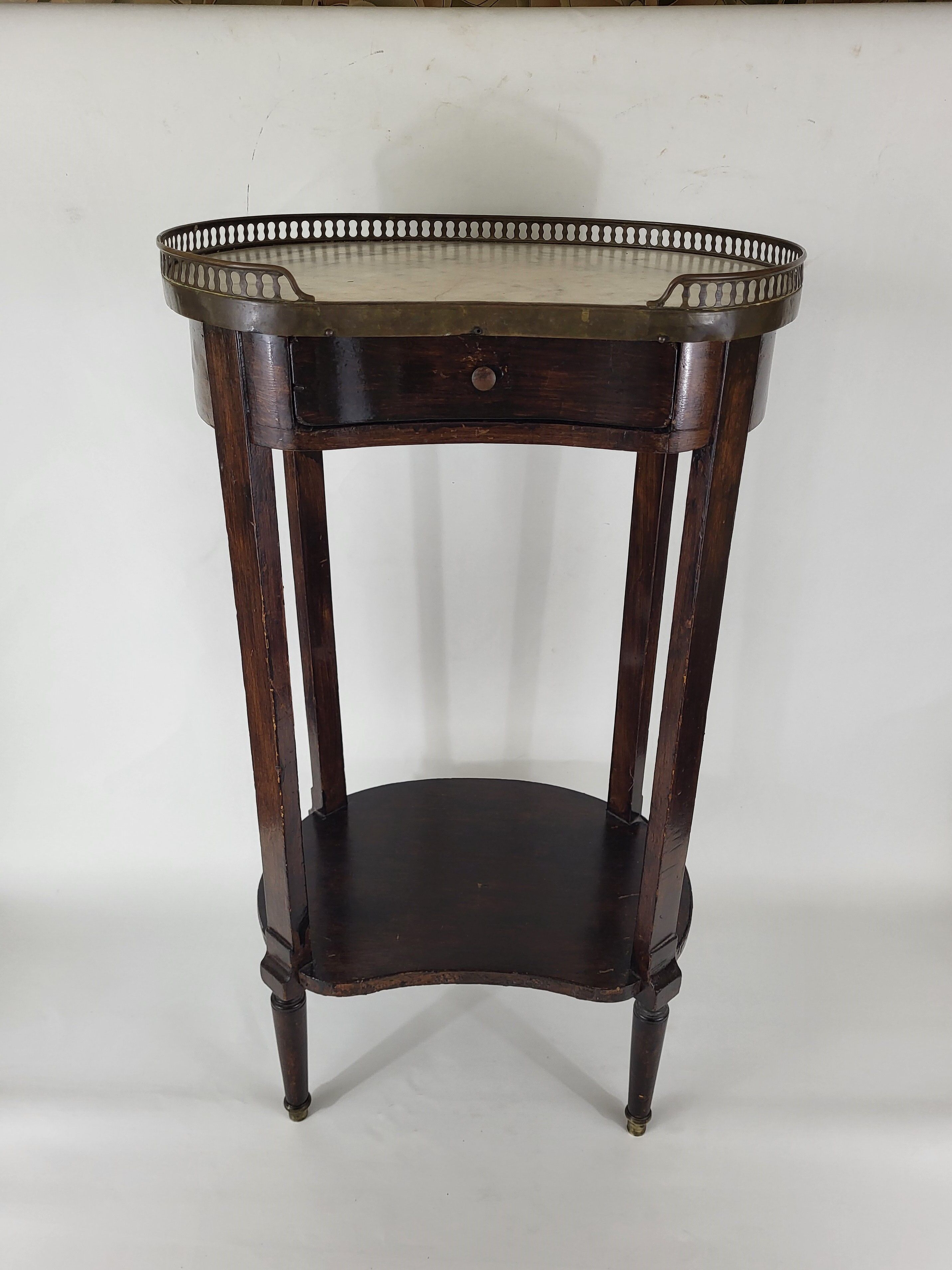 Side table bean in wood & marble