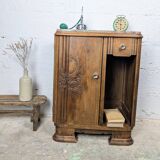 Art Deco bedside table in wood and marble