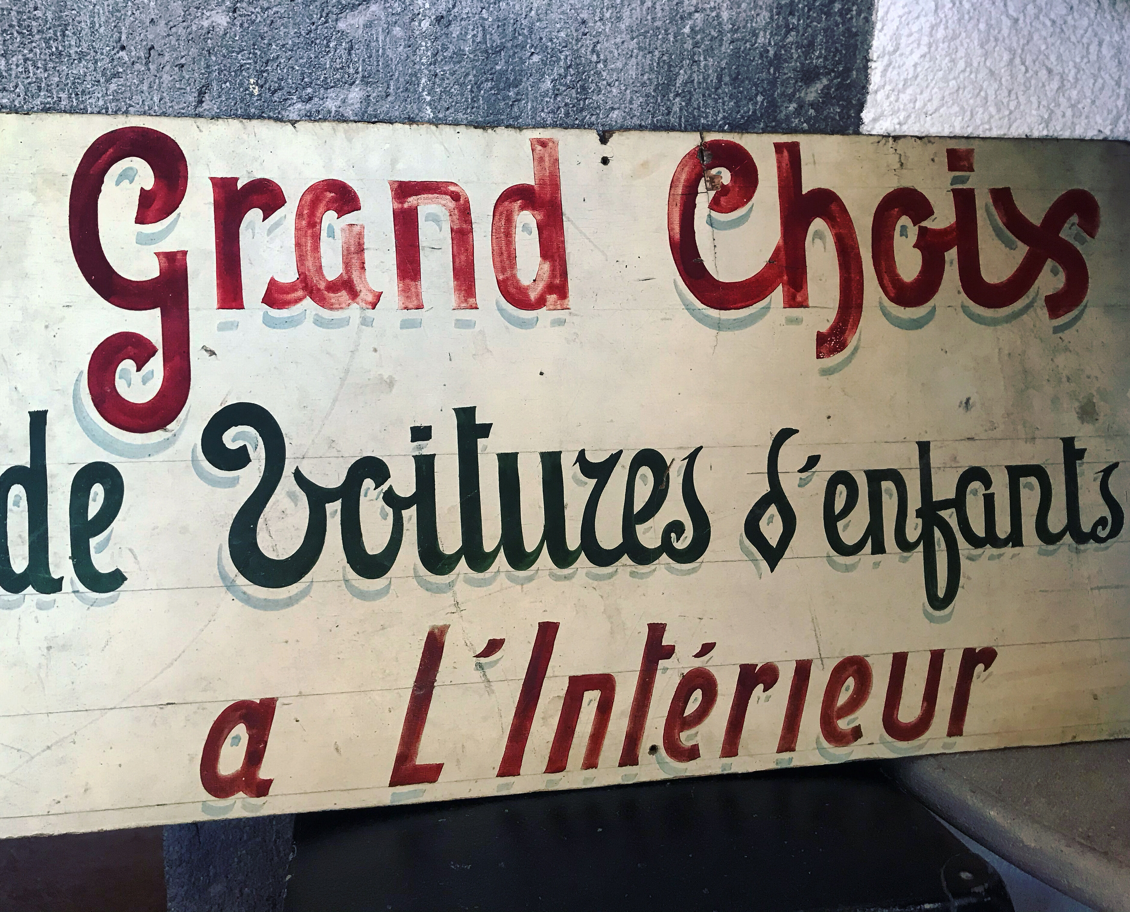 Store sign. Children's cars. Vintage signs. Around 1940/1950s.