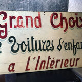 Store sign. Children's cars. Vintage signs. Around 1940/1950s.