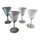 4 Antique Digestif Glasses on Foot Art Deco Pattern Cut Glass 1950s