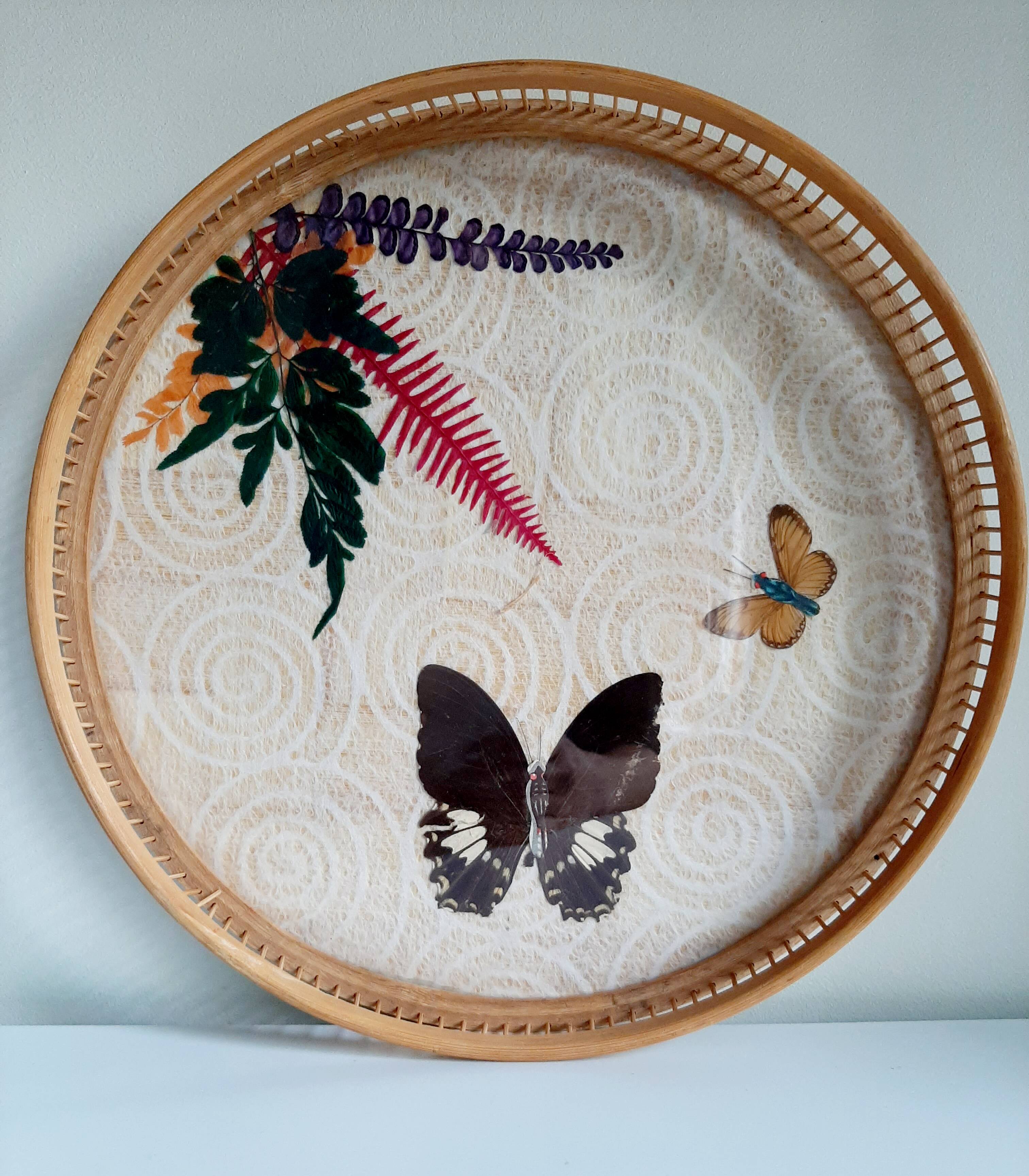Butterfly tray and 6 coasters