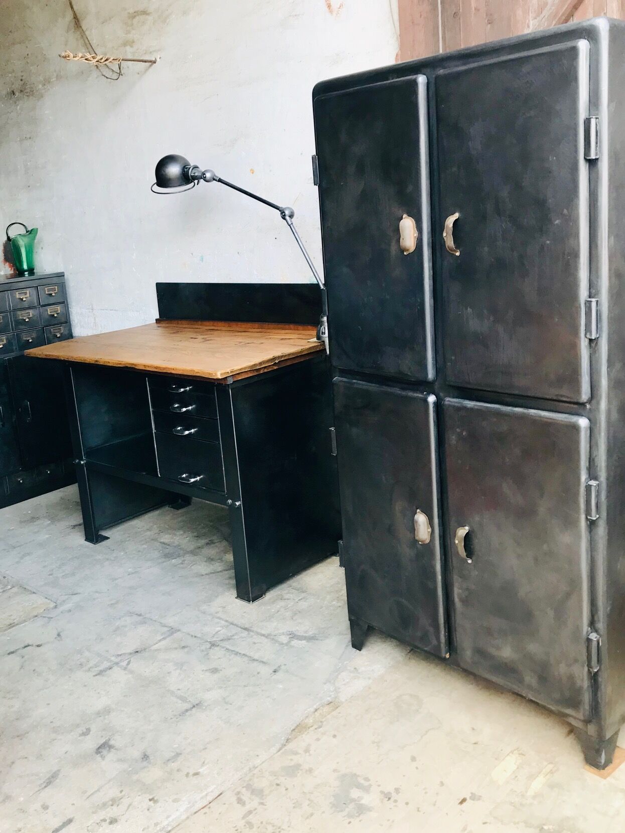 Rounded metal cabinet