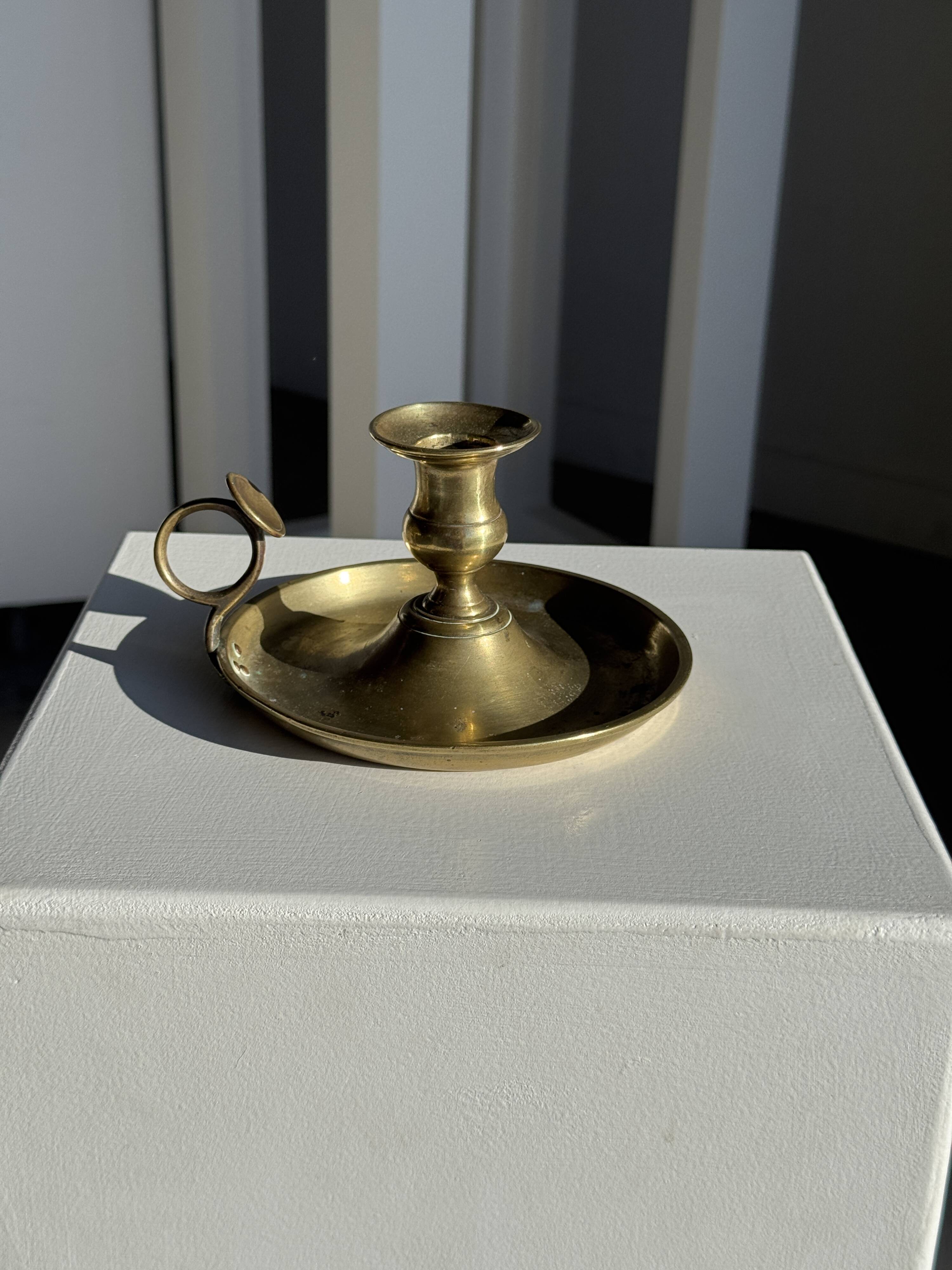 Antique gold hand candlestick H8 D14