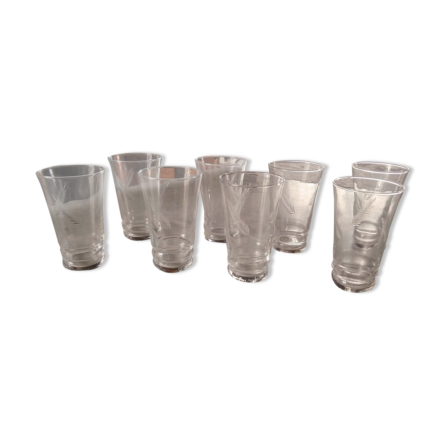 8 water glasses cut with sheaves of wheat from the 50s-60s