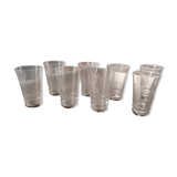 8 water glasses cut with sheaves of wheat from the 50s-60s