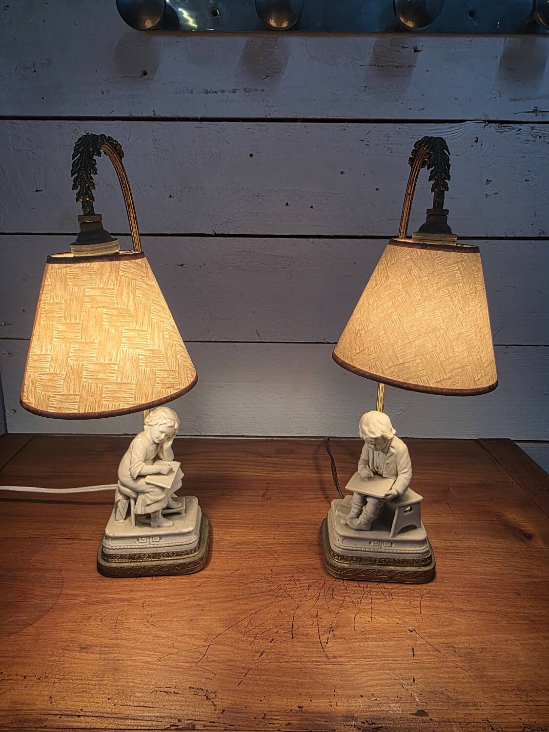 Pair of Louis XVI style bedside lamps, late 19th century