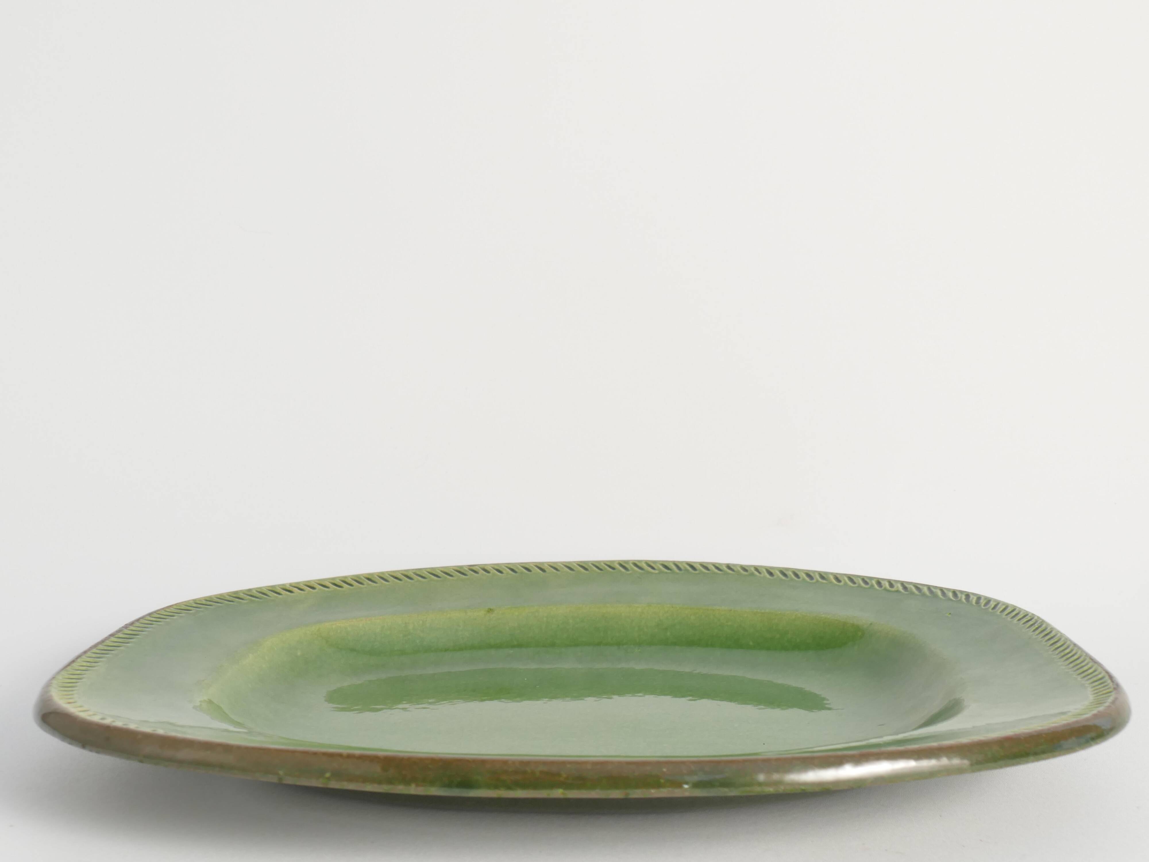 Emerald Green Stoneware Dish by Andersson & Johansson, Höganäs, Sweden