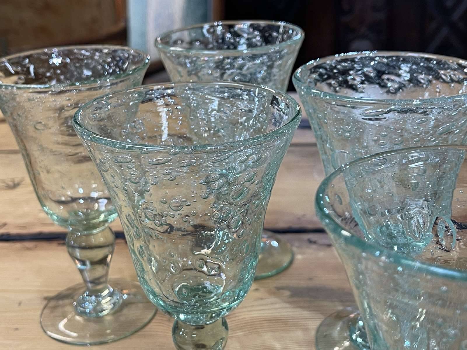 Set of 6 blown glass stemmed glasses - BIOT