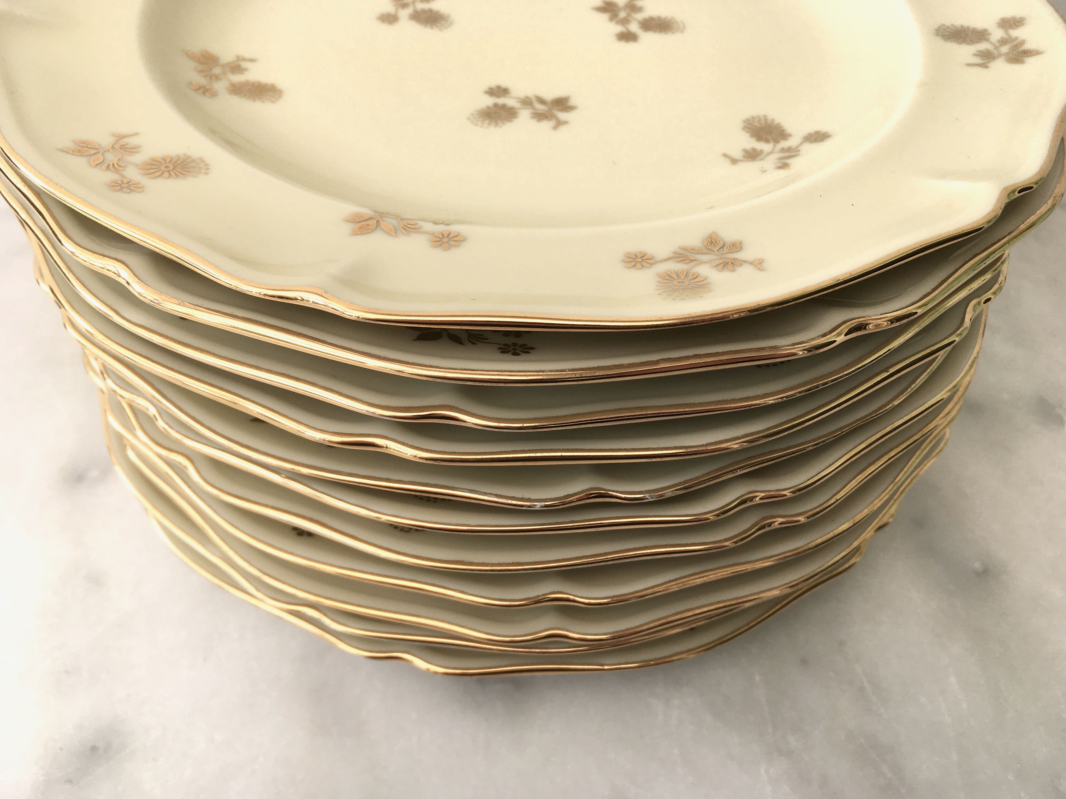 Set of 11 flat plates porcelain from Limoges
