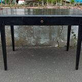 Black lacquered pine desk table