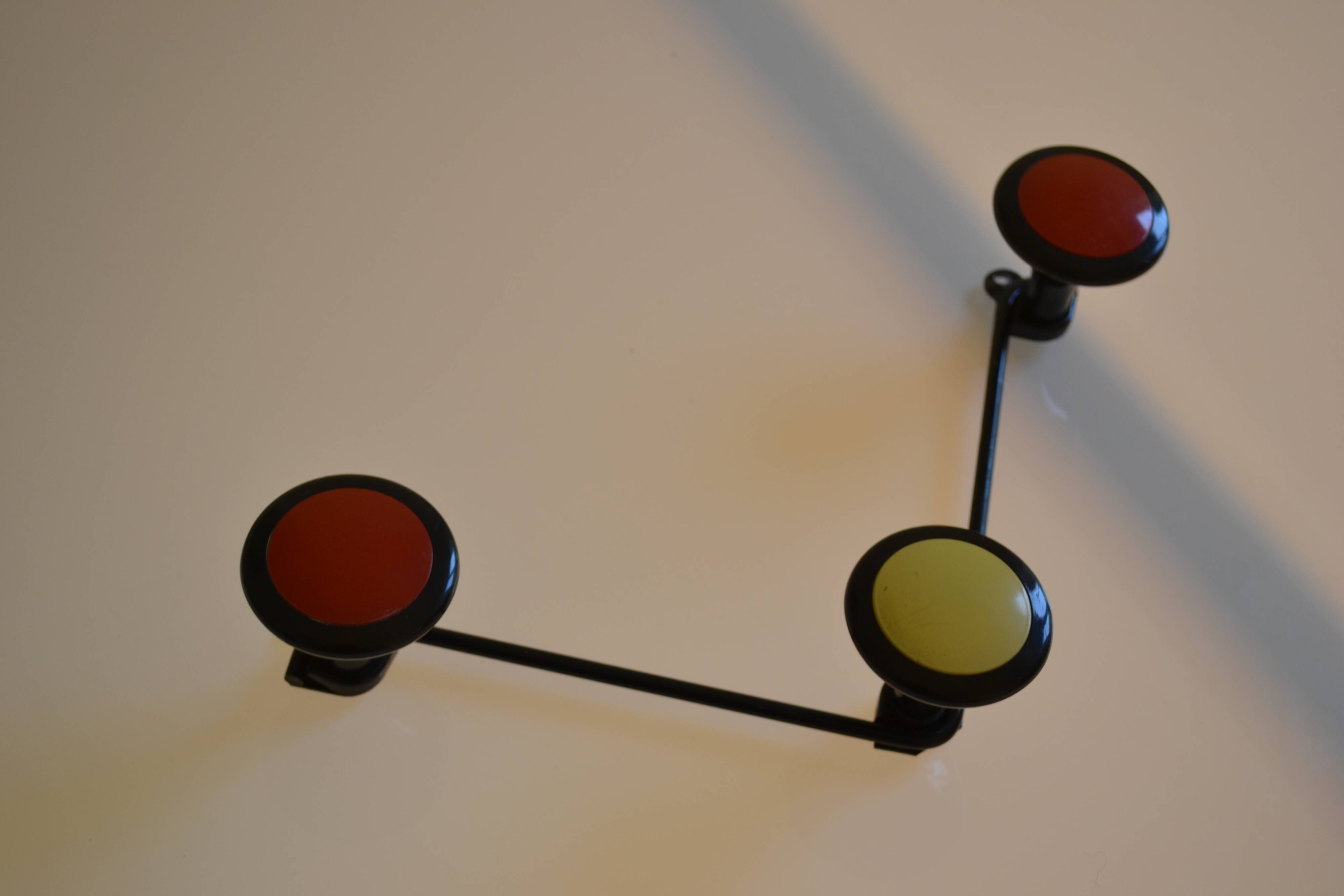 Wall coat rack with 3 hooks circa 1960s
