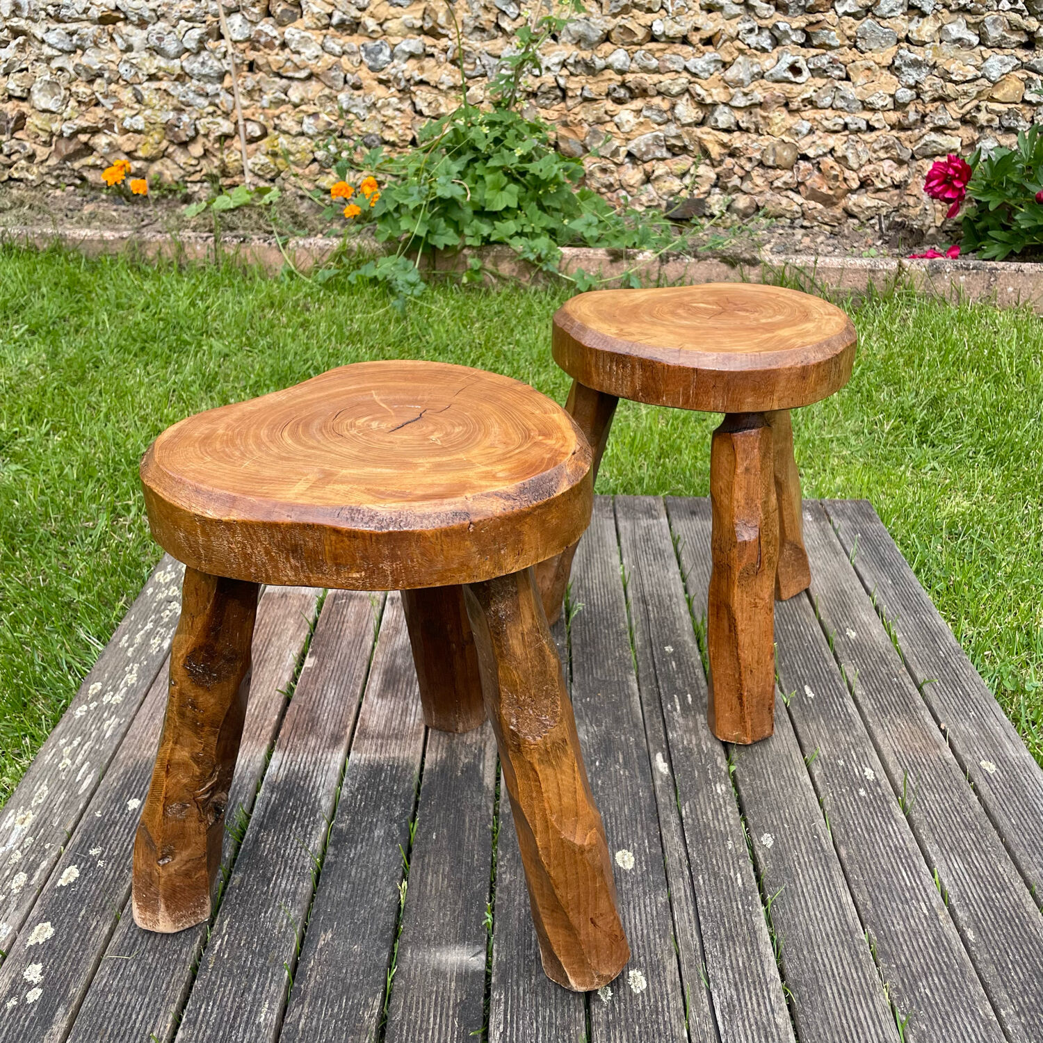 Pair of vintage brutalist stools
