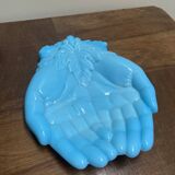 Coupelle à bijoux mains en opaline bleue