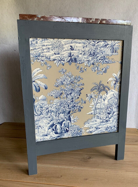 Wooden bedside on art deco marble