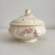 Small vintage ivory earthenware tureen with flowers, Digoin Sarreguemines