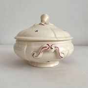 Petite soupière en faïence ivoire fleurs Digoin Sarreguemines vintage