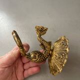 Vintage golden brass dolphin coat rack