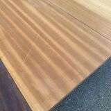 Extendable round dining table with central leg, renovated in raw wood, 20th century