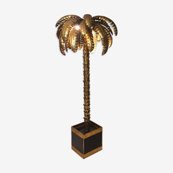 Lampadaire des années 70 forme palmier métal doré